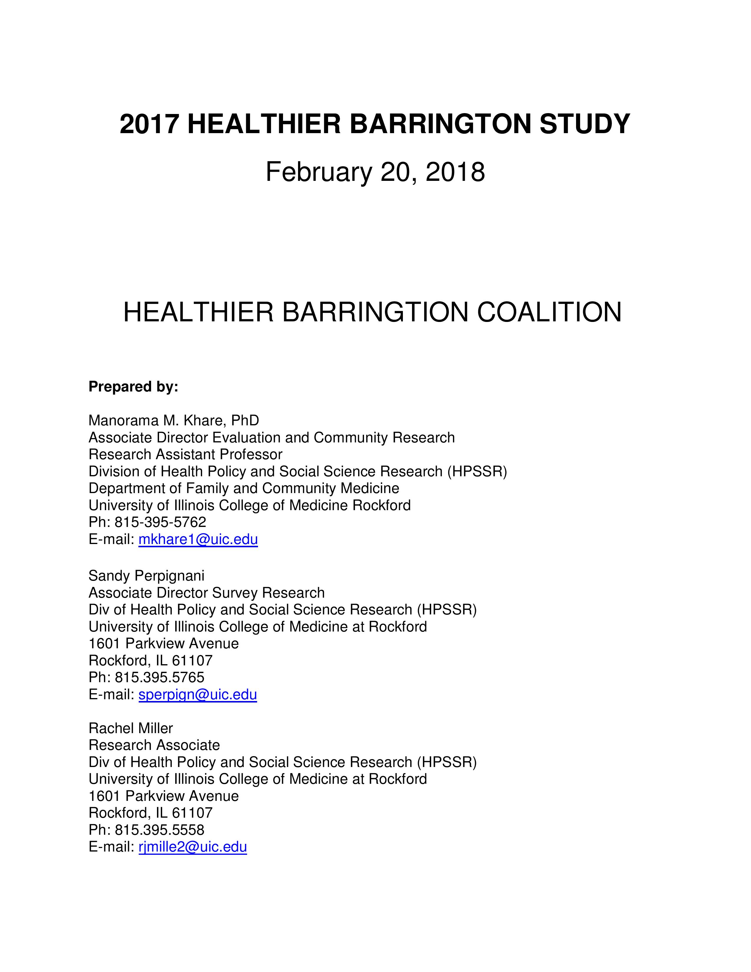 2017 Healthier Barrington Study