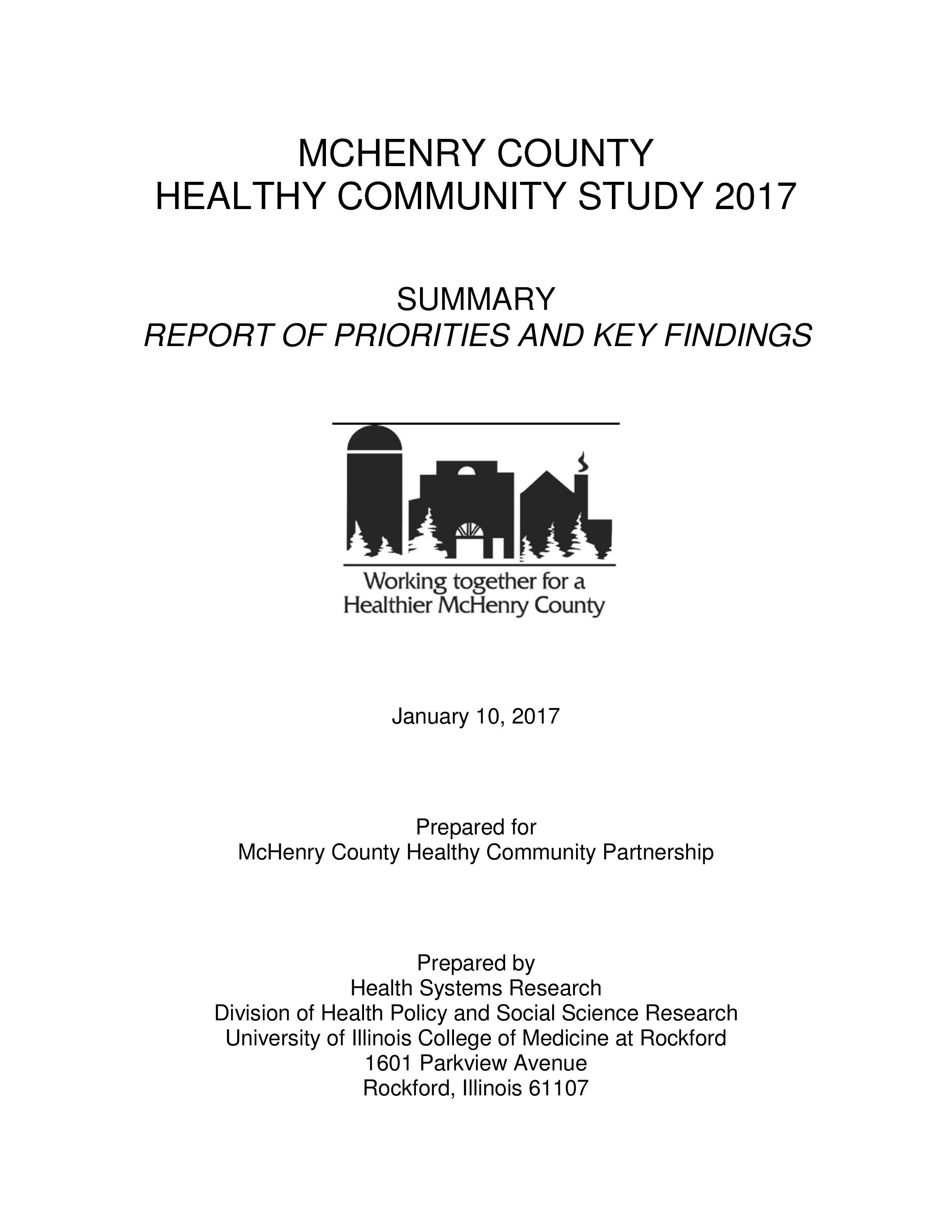 McHenry County Healthy Community Study 2017